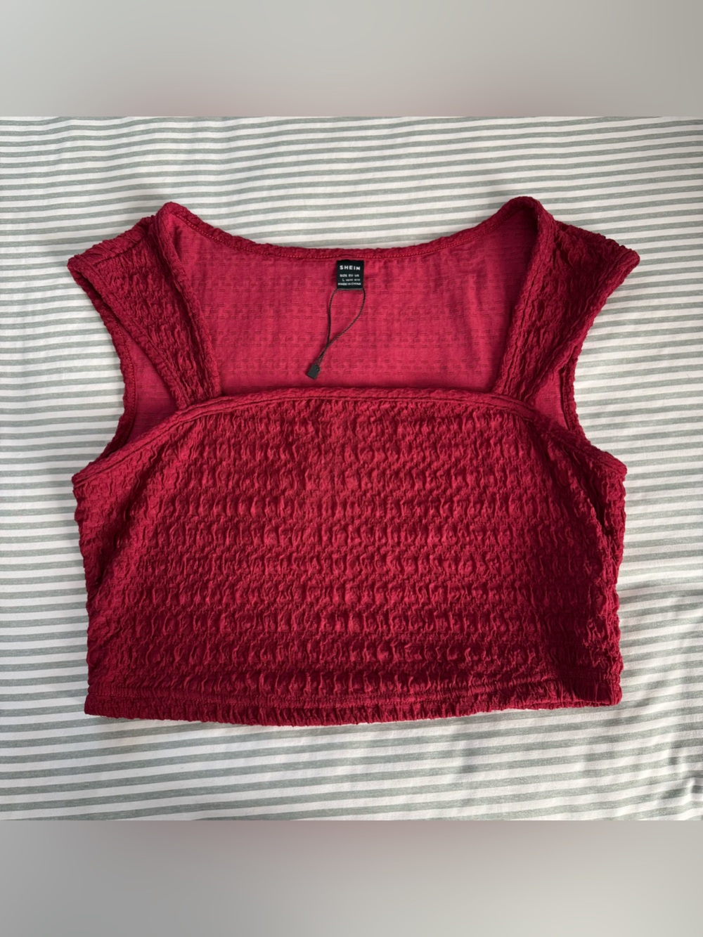 NWOT Red Textured Cropped Top